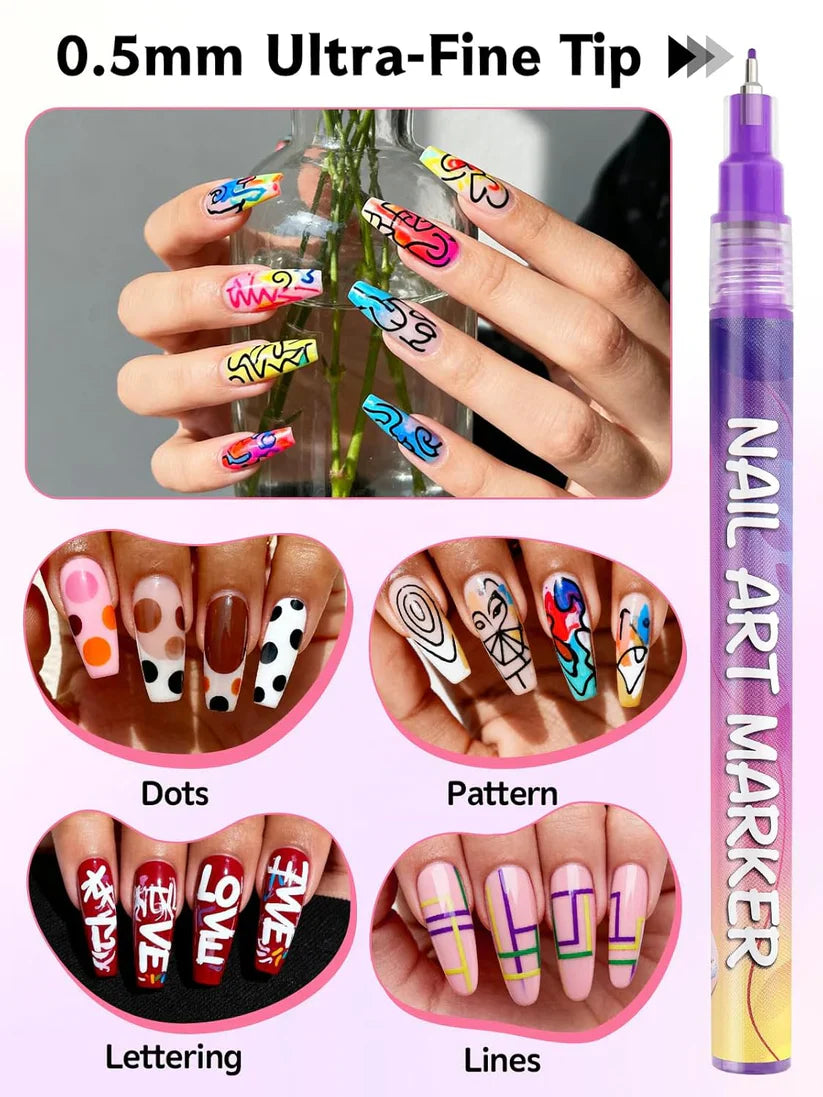 Nail Art Pens Set of 12 Colors