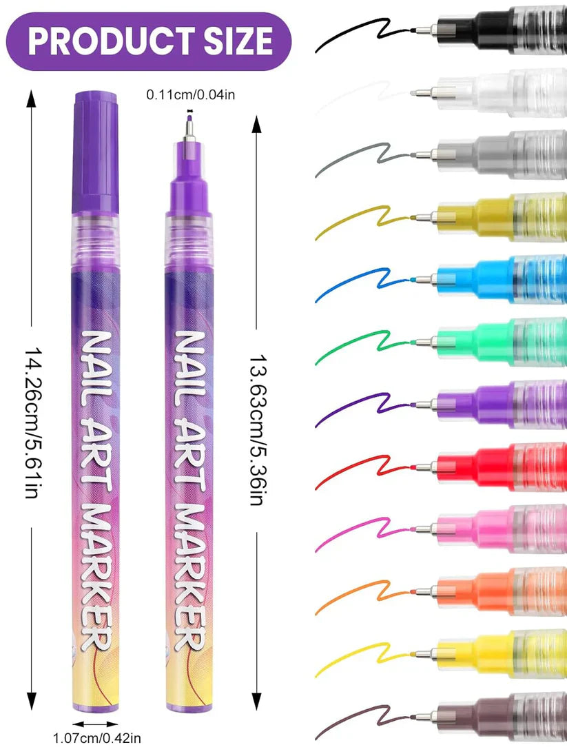 Nail Art Pens Set of 12 Colors