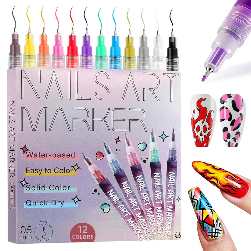 Nail Art Pens Set of 12 Colors