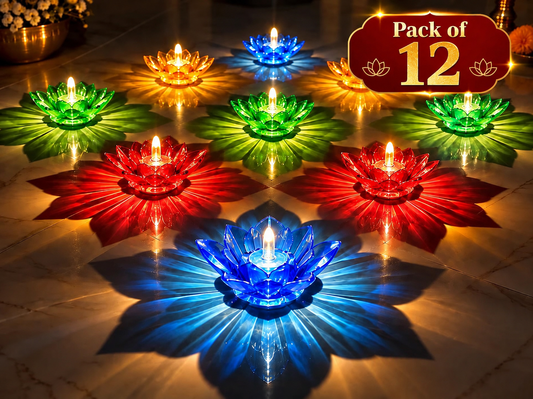 Lotus Reflection Water Sensor Diya(Pack of 12)