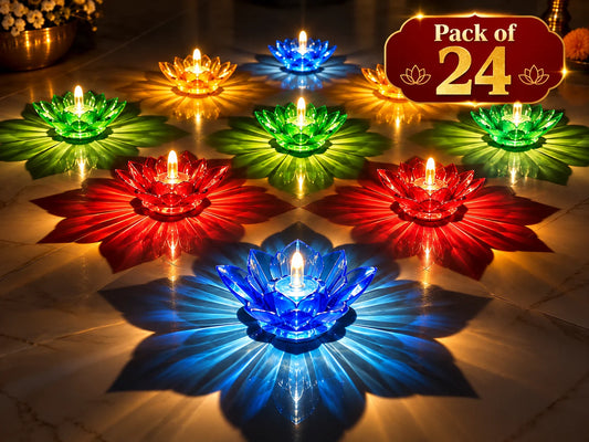 Lotus Water Sensor Led Diya - pack of 24
